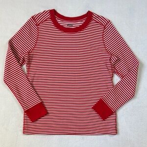DULUTH‎ Trading Co. Striped Thermal Crewneck Long Sleeve Thumb Holes Top